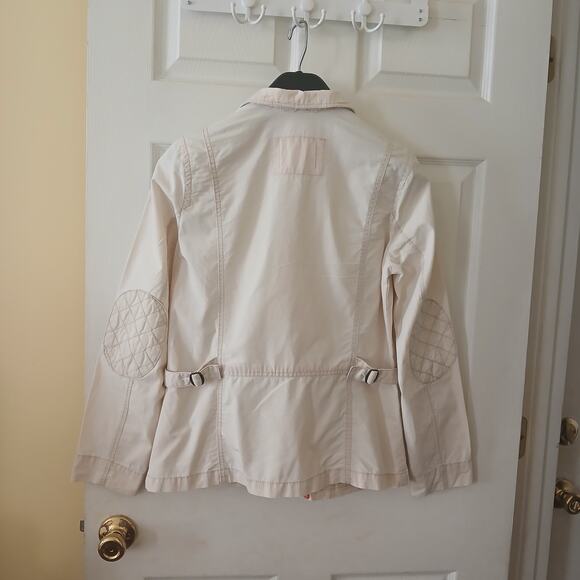 Eddie Bauer Women’s M Beige Safari Field Jacket Travex Patchwork Elbow Utility - Picture 3 of 14